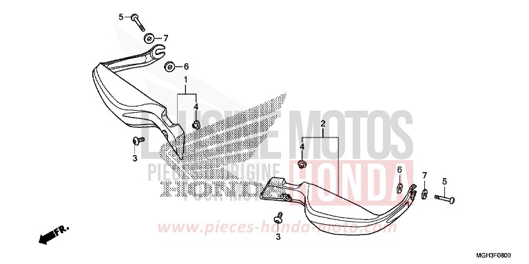 KNUCKLE GUARD for VFR1200X Dual Clutch CANDY PROMINENCE RED (R342) from 2012